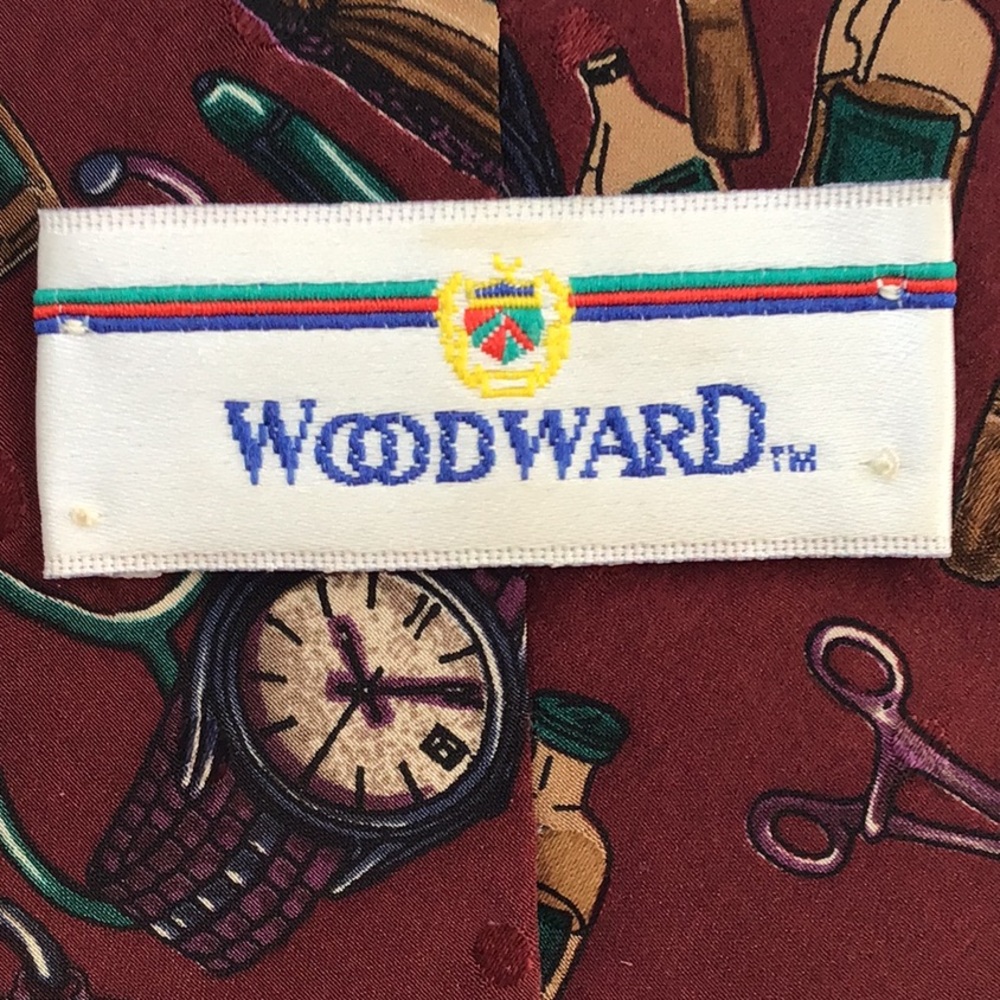 Woodward 100% Italian Silk Medical Physician Surgeon Pharmacist Red Neck Tie - Picture 8 of 13